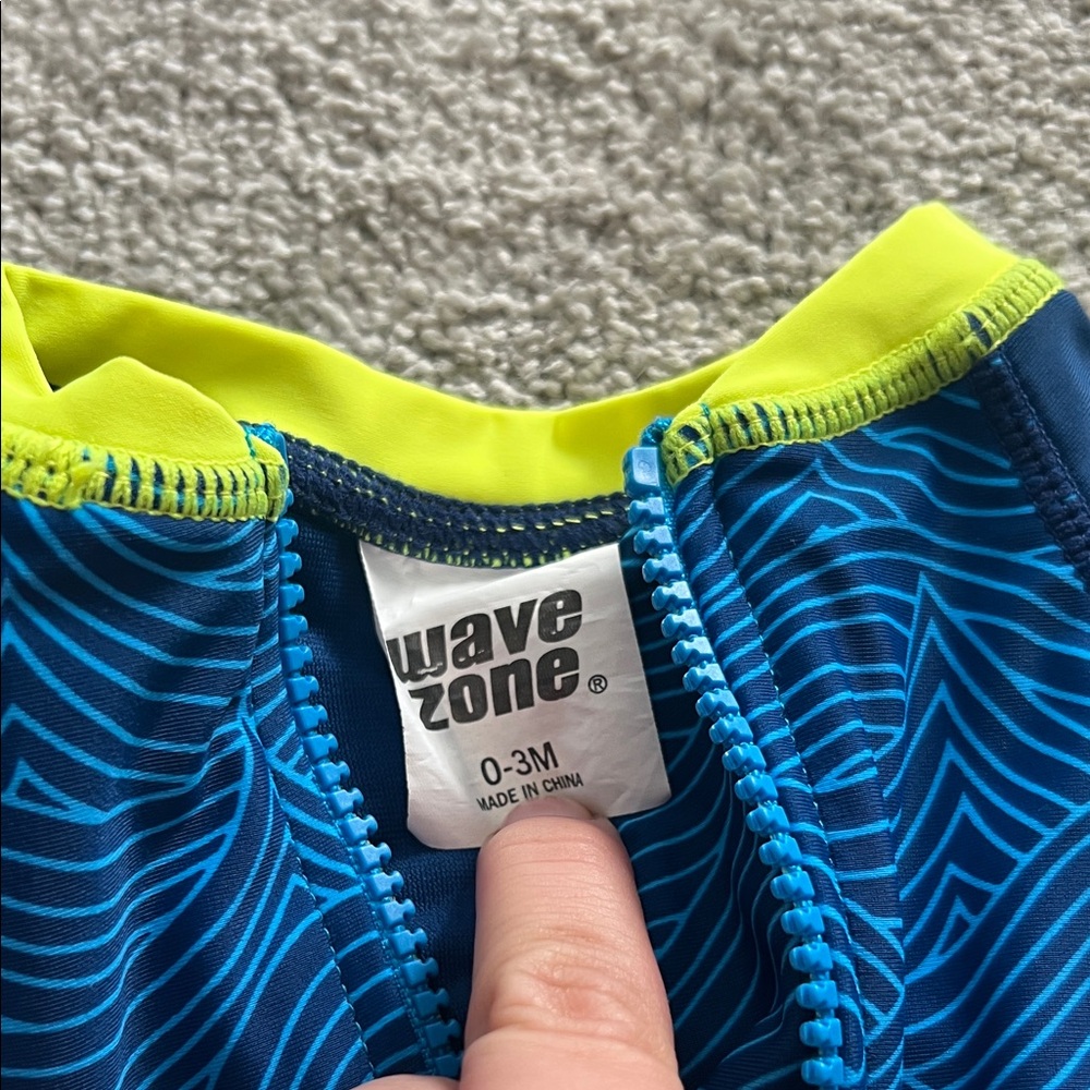 Wave Pattern Kids Rashguard - Blue and Yellow - Picture 2 of 4